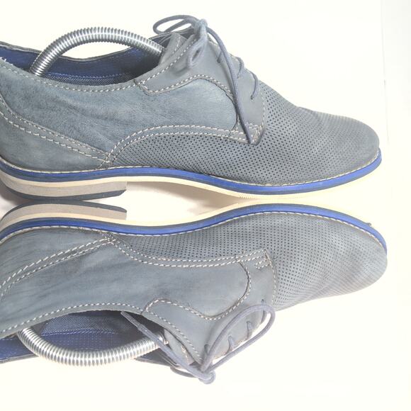 Bugatti Perforated Suede Oxfords Lace Up Dusty Blue Grey Men\'s 44 main image 6